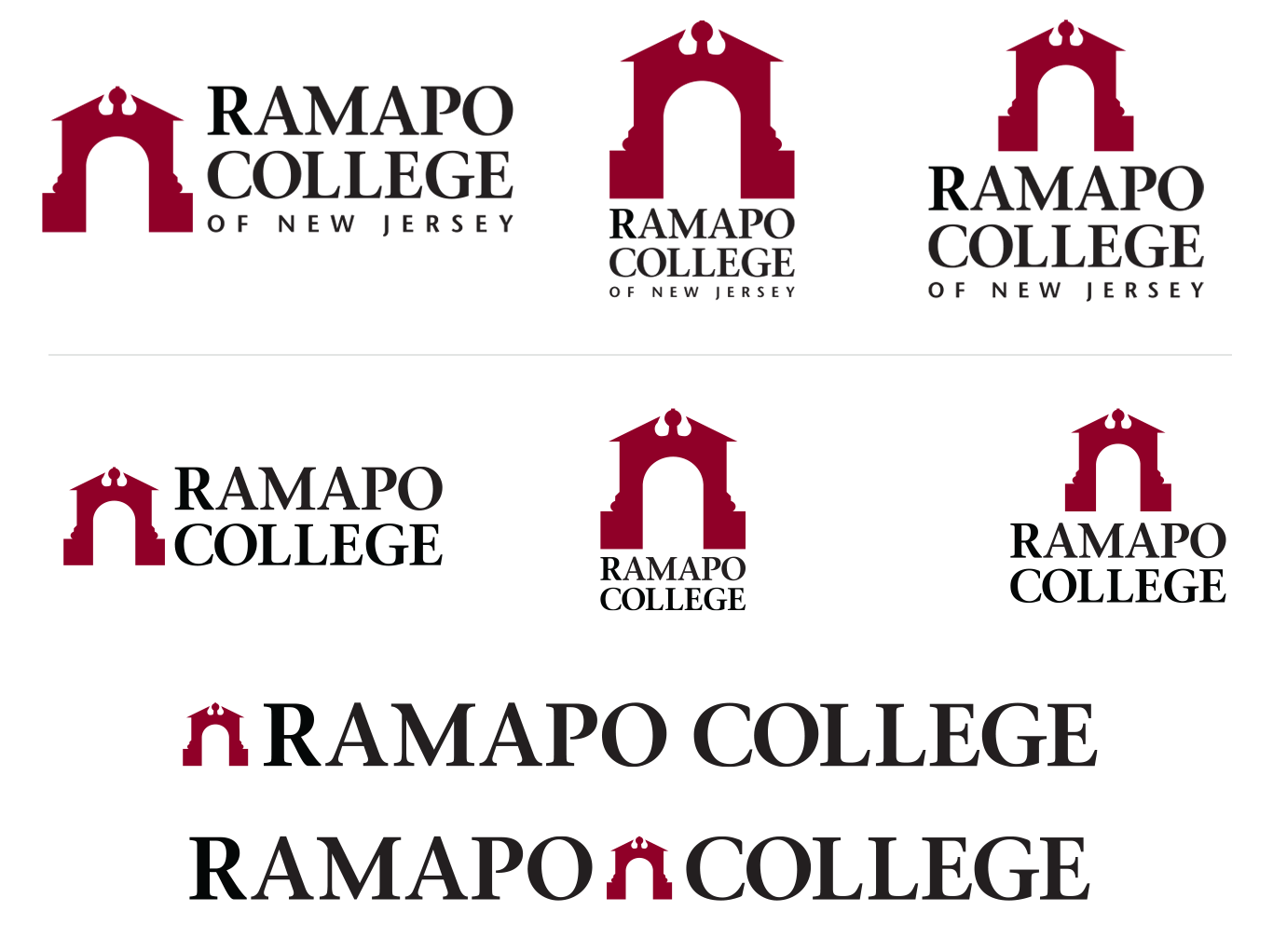 Ramapo College updated versions of the logo with three different primary logo options and five different informal logo options  