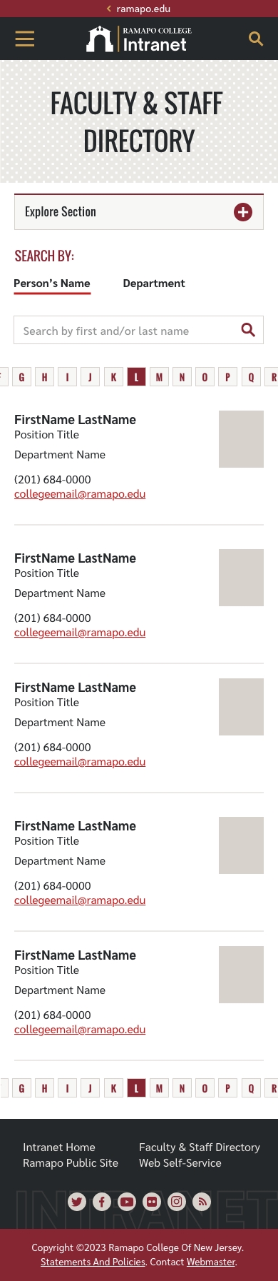 Faculty & Staff Contact Directory